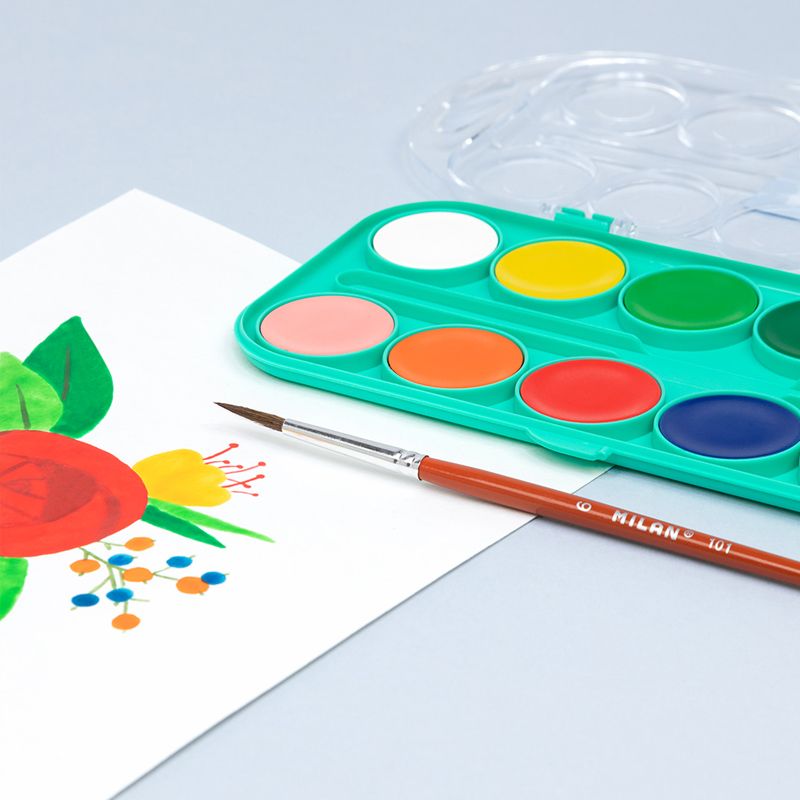 MILAN 12 Opaque Watercolour Set + Brush - The Journal Shop