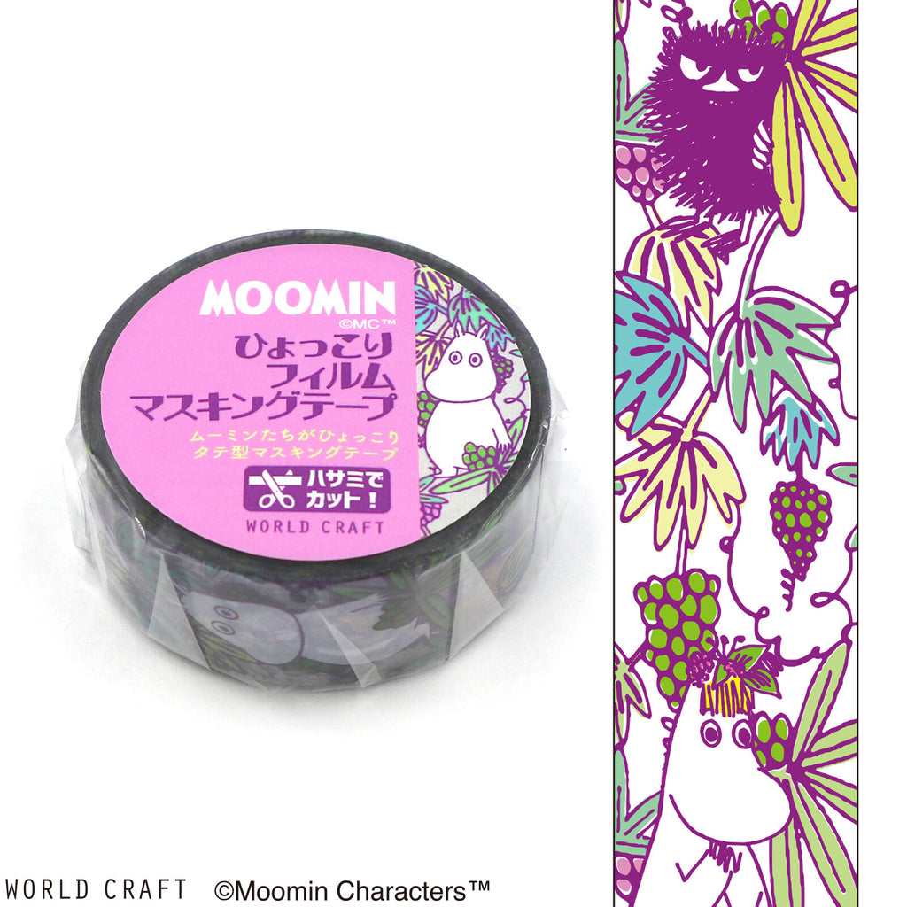 Packaged Moomin Film Clear Tape Flower PU featuring Moomin characters with floral motifs, ideal for edge decoration.
