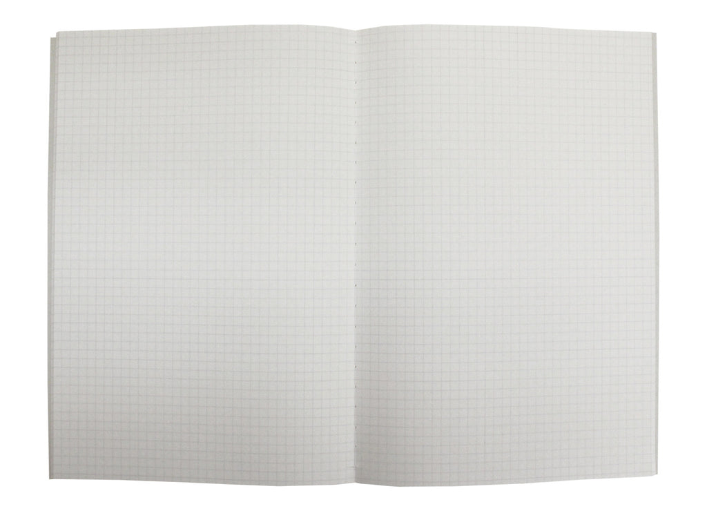 Open B5 Tsubame notebook showing 5mm grid paper.
