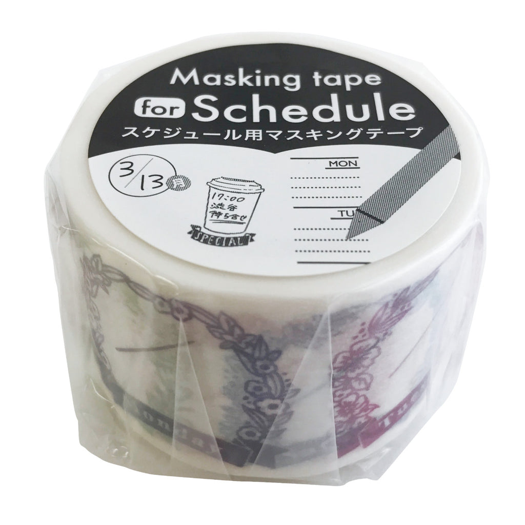 Close-up of the Planner Masking Tape - Floral Daily Schedule roll in packaging, showing the "Masking tape for Schedule" label.
