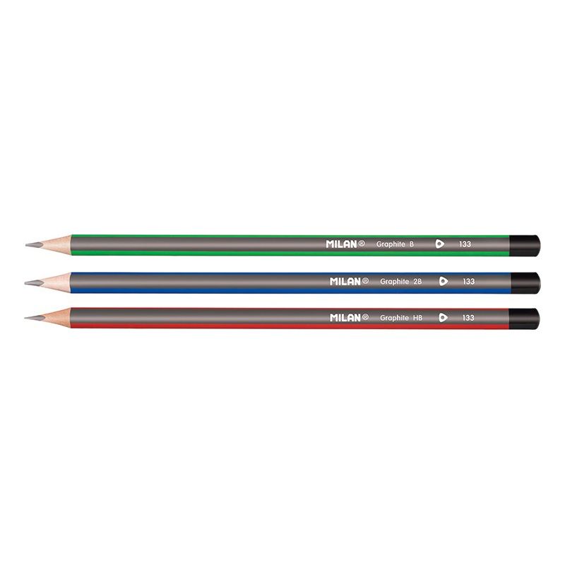 MILAN Set of 4 Triangular Graphite Pencils + 1 Eraser 430 - The Journal Shop
