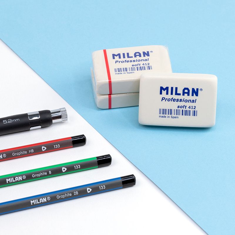 MILAN Professional Soft 412 White Erasers [Pack of 2] - The Journal Shop