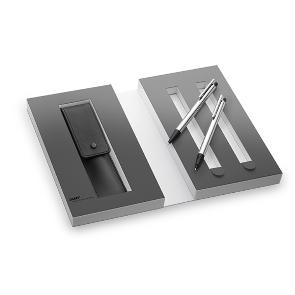 LAMY Logo Matt Black Ballpoint Pen and Mechanical Pencil Set - The Journal Shop