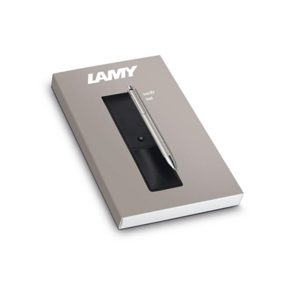 LAMY swift Palladium Rollerball Pen + Leather Pouch set - The Journal Shop