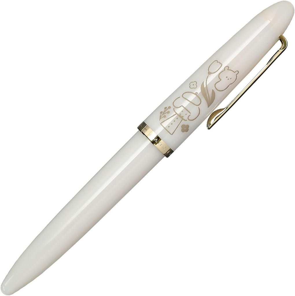 Sailor Profit Junior fountain pen with greige design and gold clip.
