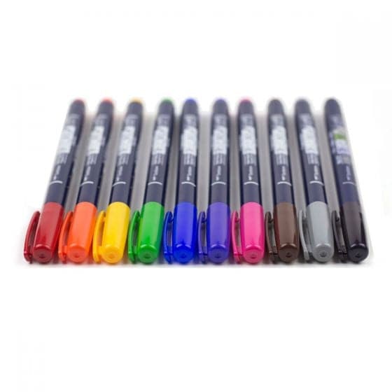 Tombow Fudenosuke Brush Pen Pastel Colors 6 Color Set - Tokyo Pen Shop